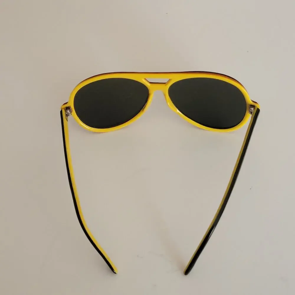 Vintage SKI OPTIKS Aviator Sunglasses Black Yellow Unisex Mirrored France Made